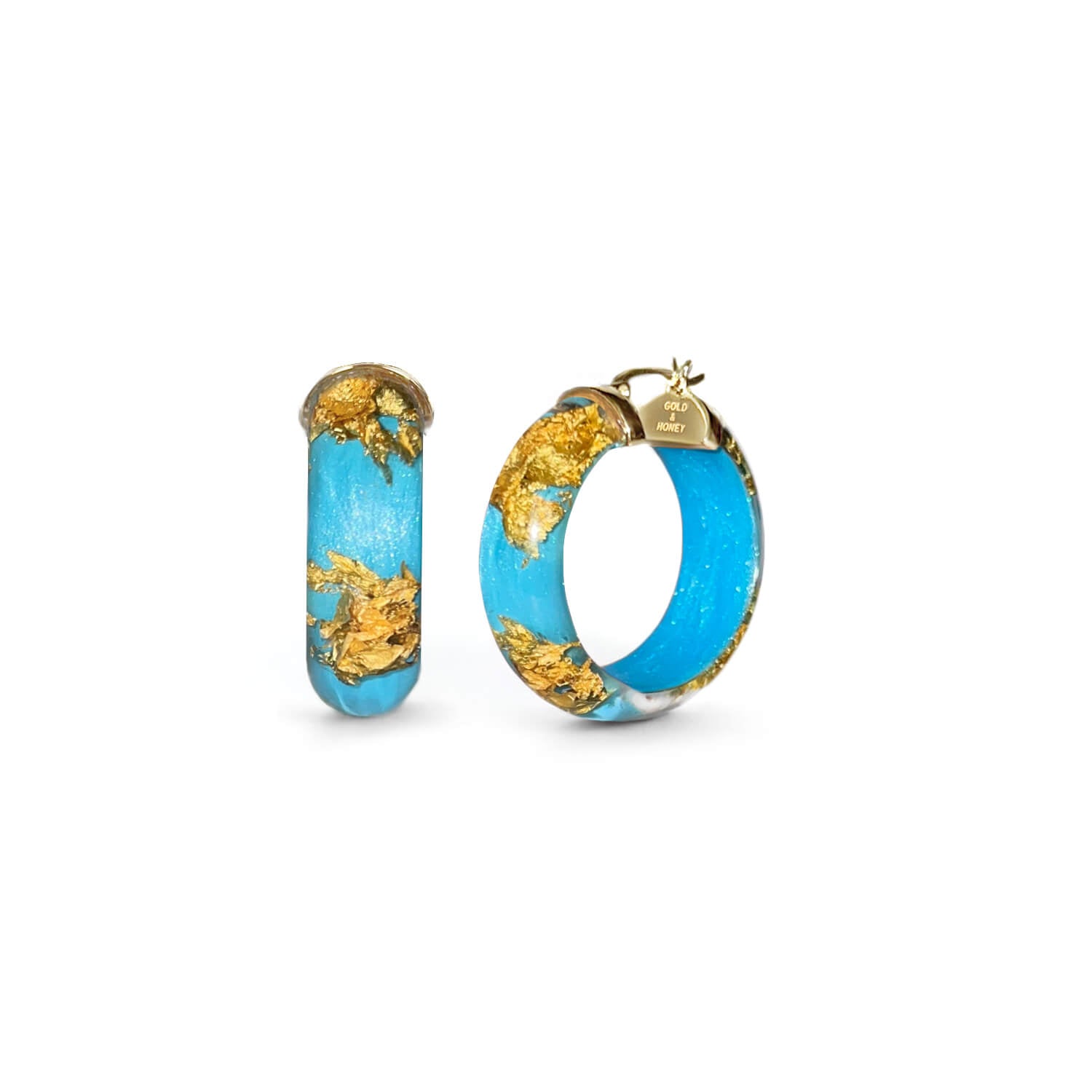 Mini Gold Leaf Lucite Hoop Earrings