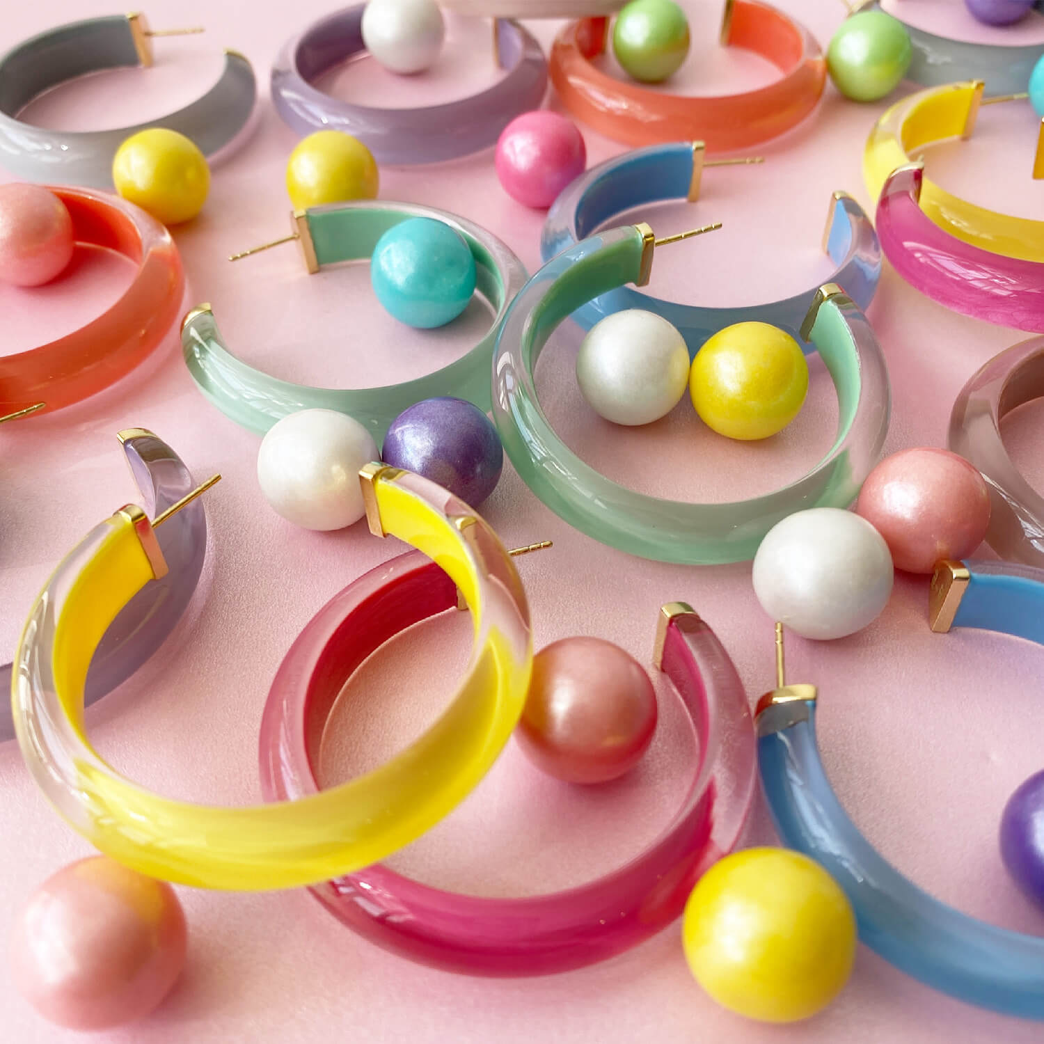Illusion Hoop earrings with hand painted enamel and gold