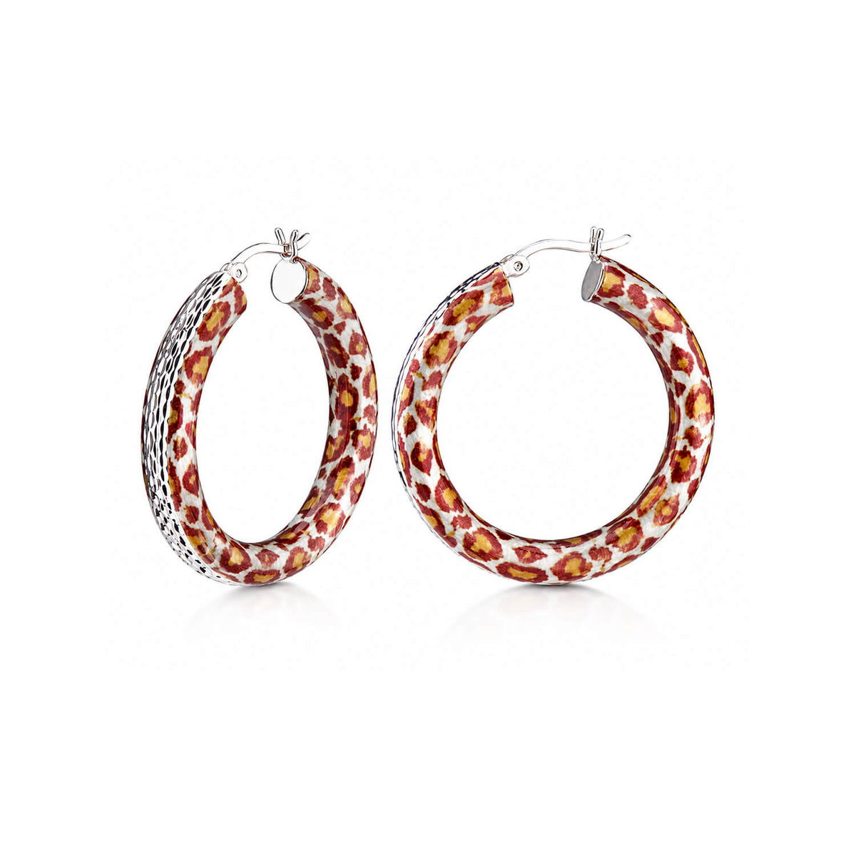 Animal Print Diamond Cut Hoop Earrings
