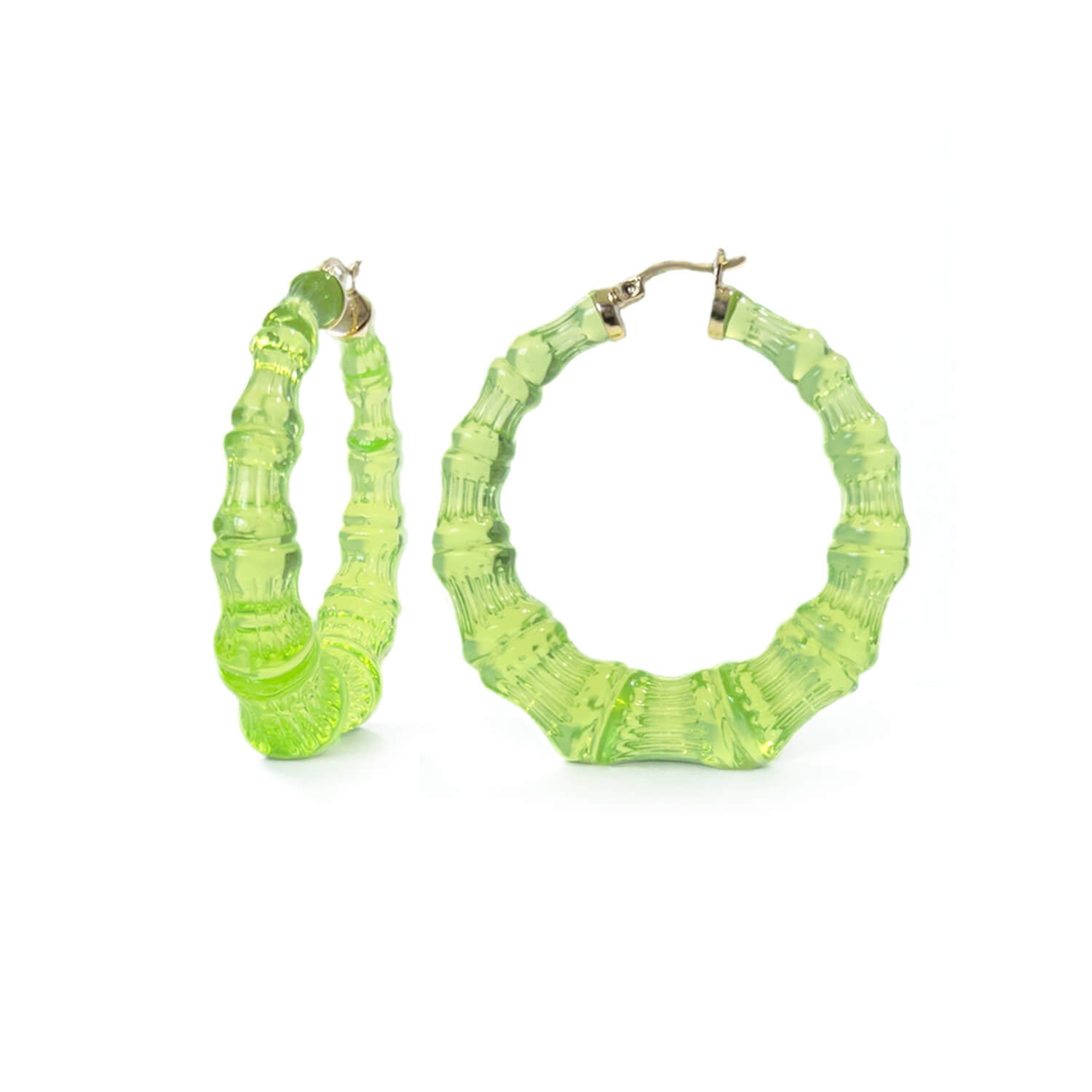lime green bamboo hoop earrings