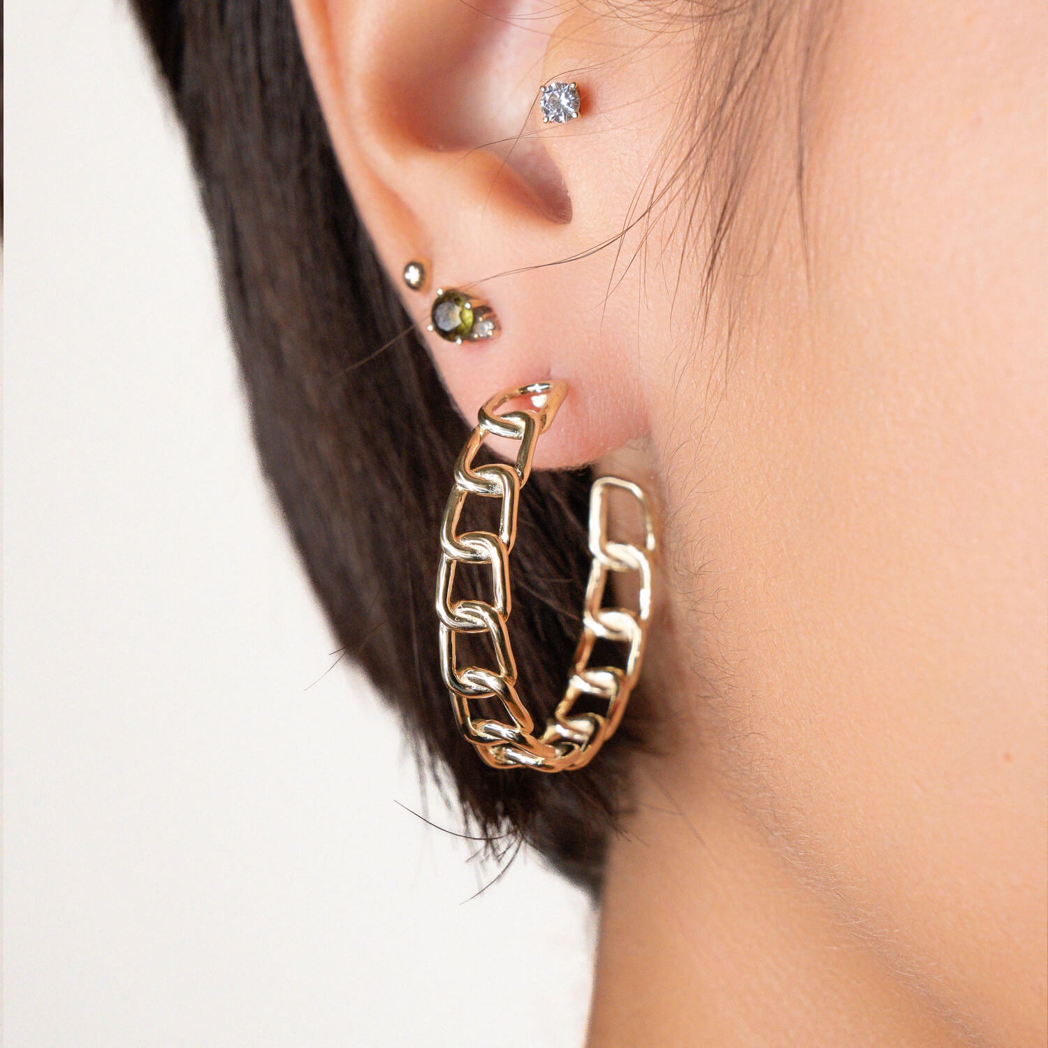 Golden Link Hoop Earrings