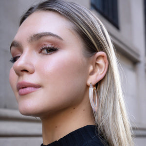 CLEAR LUCITE MARQUISE HOOP EARRINGS