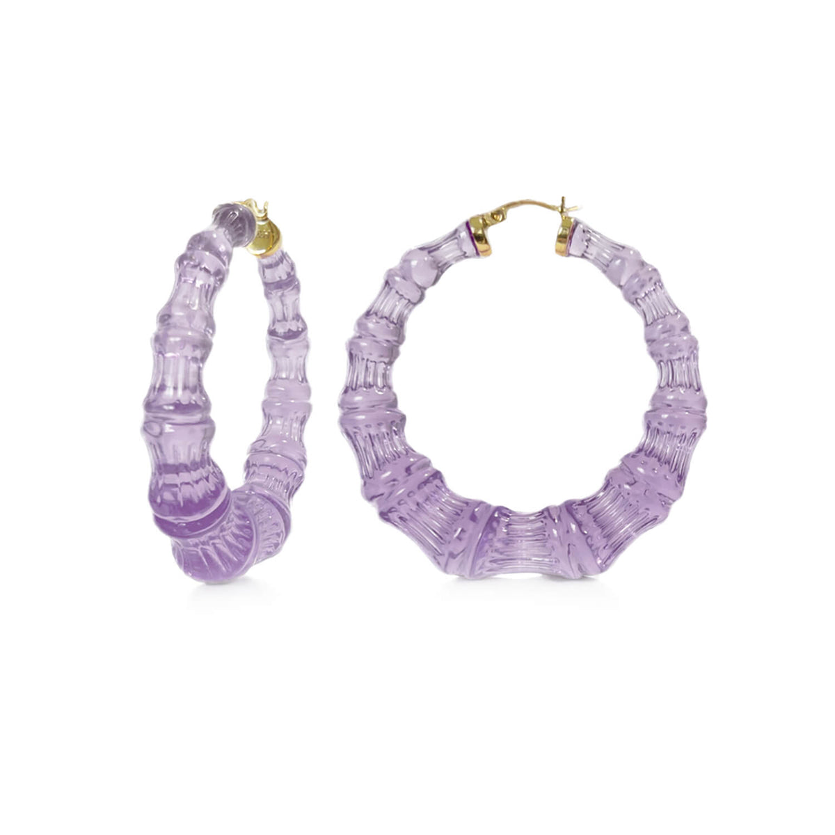 mauve purple bamboo hoop earrings