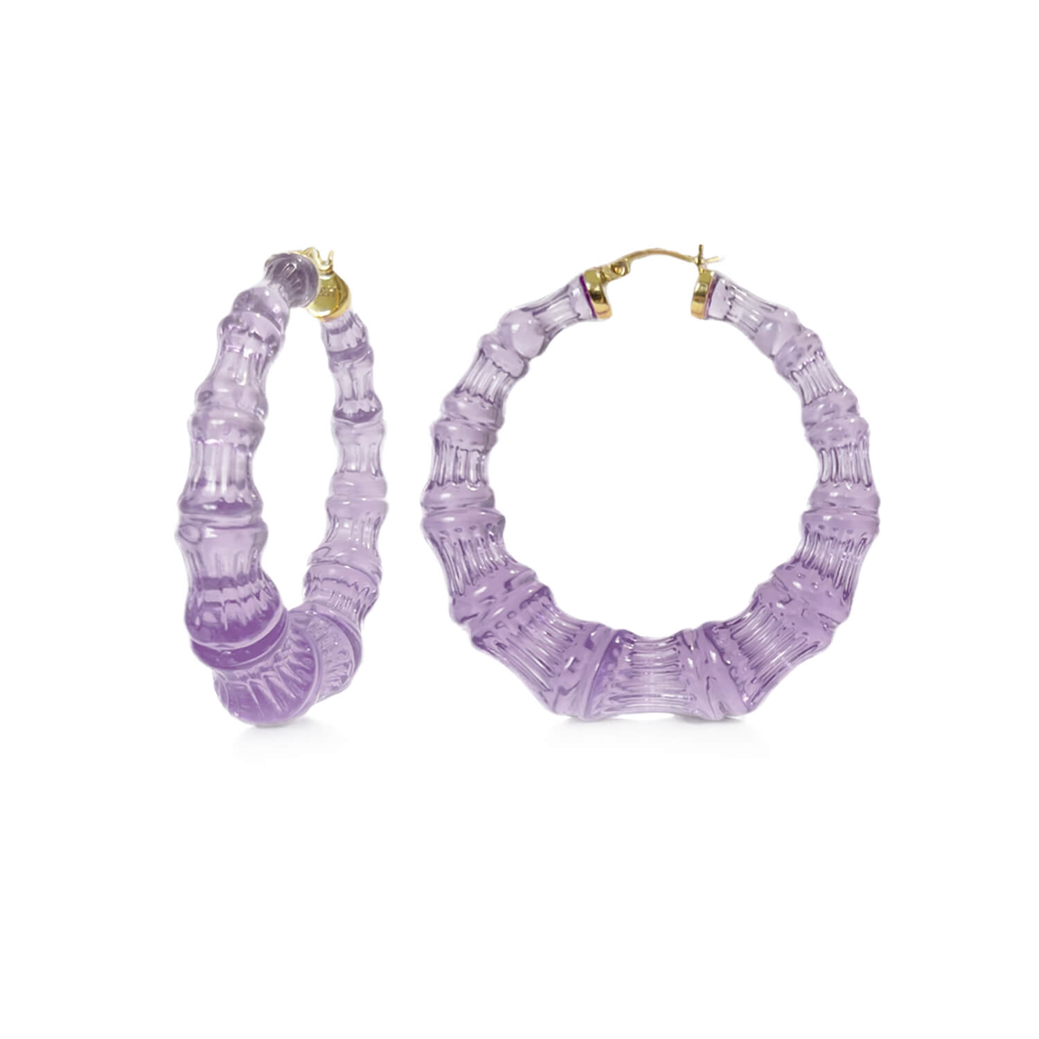 mauve purple bamboo hoop earrings