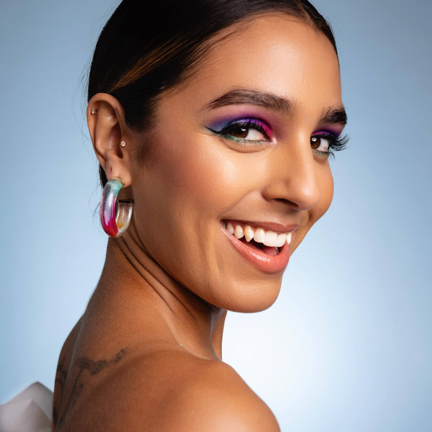 mermaid unicorn rainbow hoop earrings