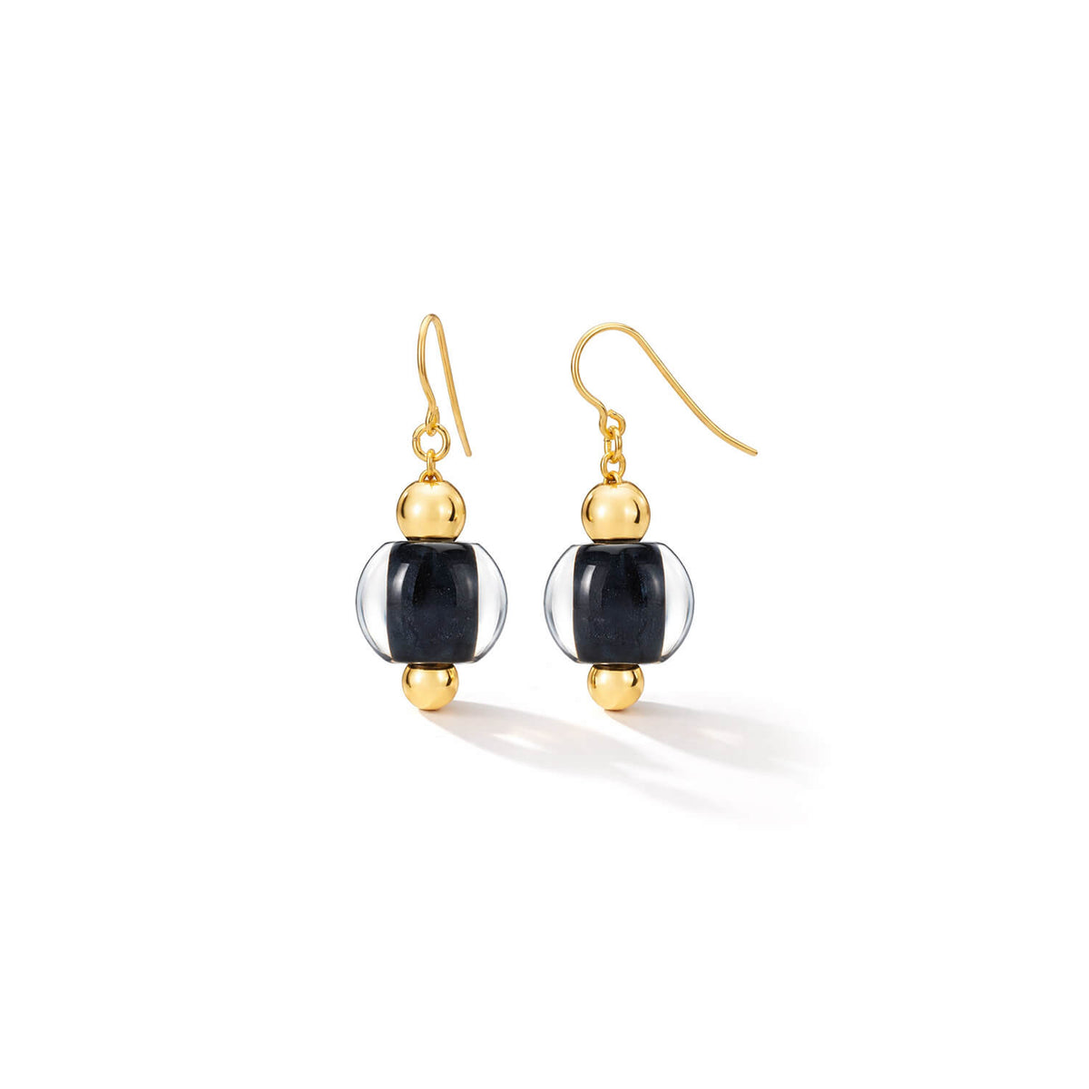 mini bead earring - black and gold