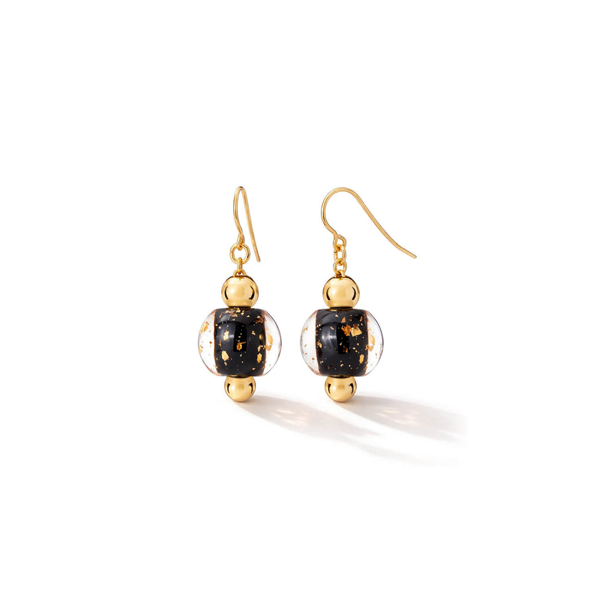 mini bead earring - black gold flakes