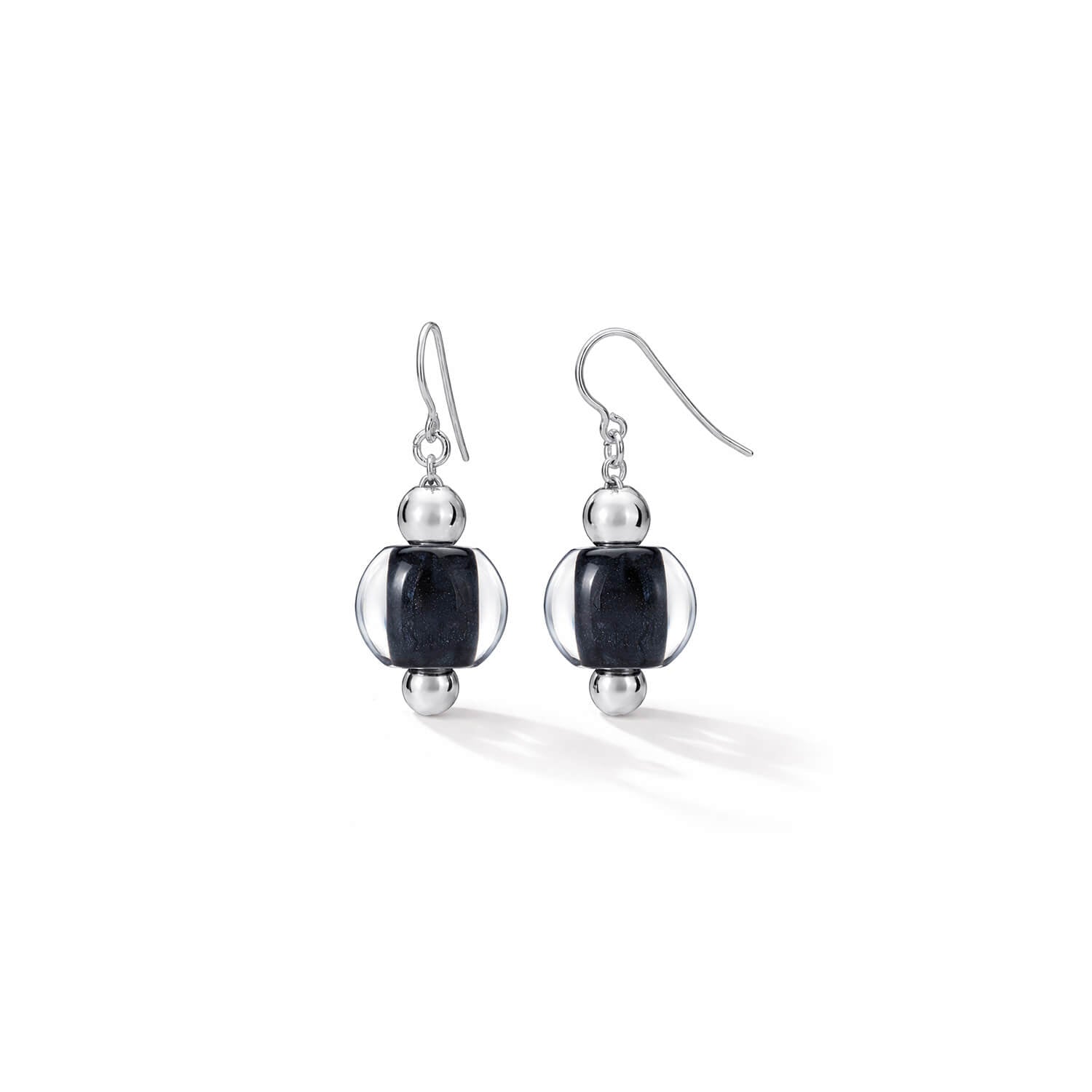mini bead earring - black and silver