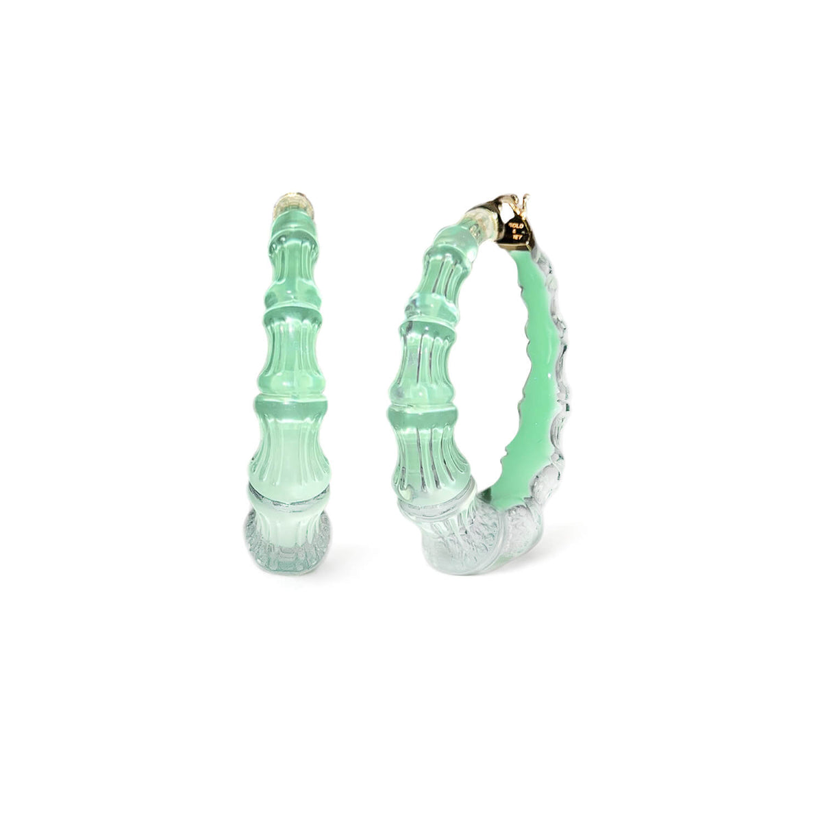 Bamboo Illusion Lucite Hoop Earrings