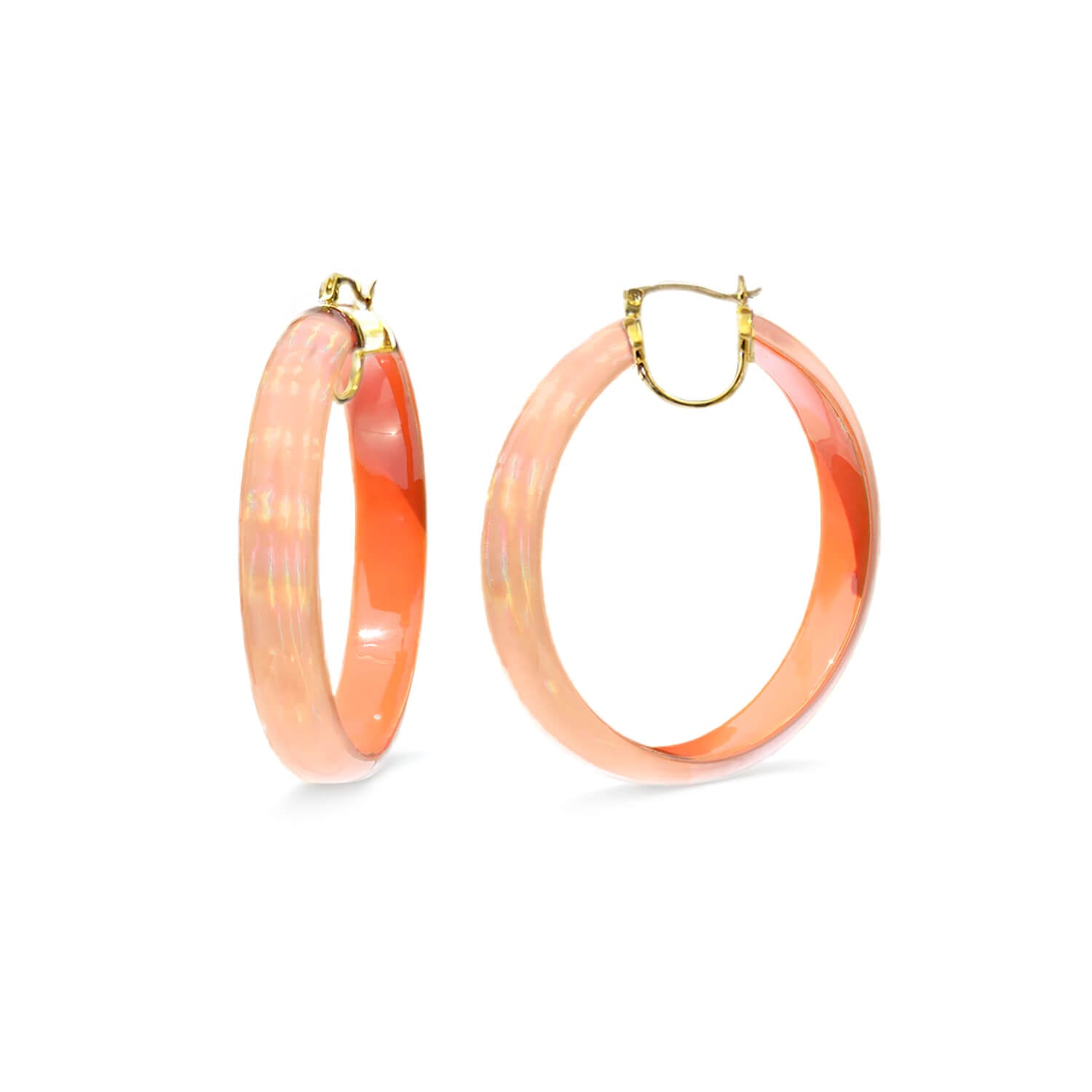 orange rave iridescent hoop earrings