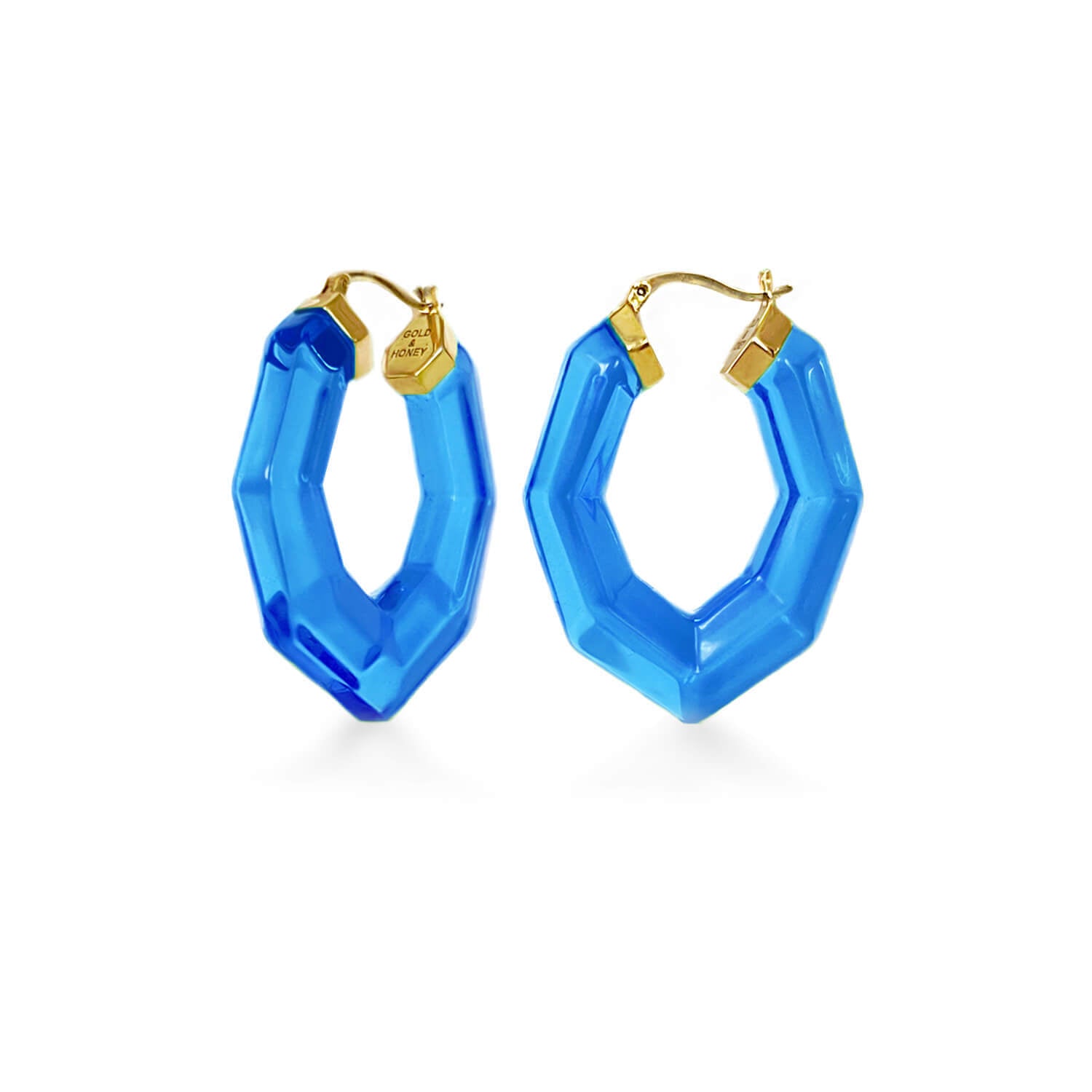 pear cut gem hoops in blue