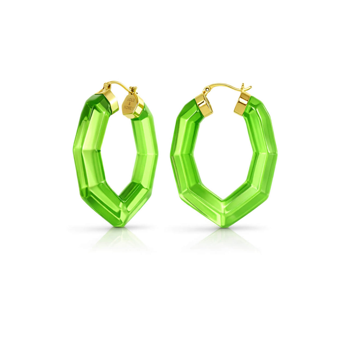 Additional view of Pear Gem Lucite Hoop Earrings