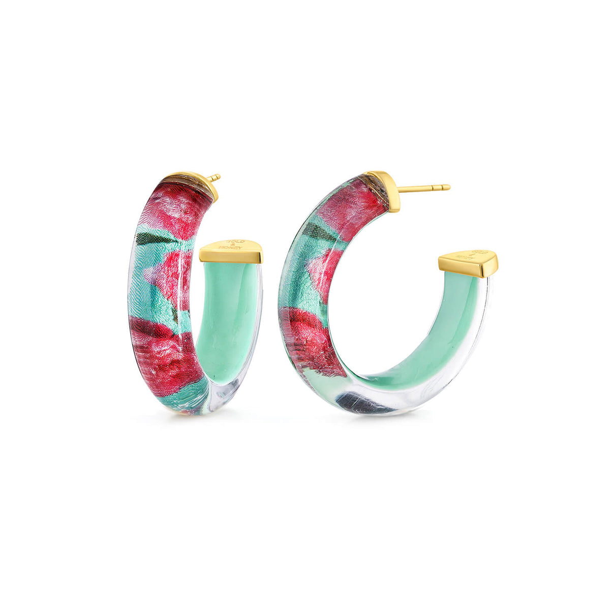 peony flower hoop earrings