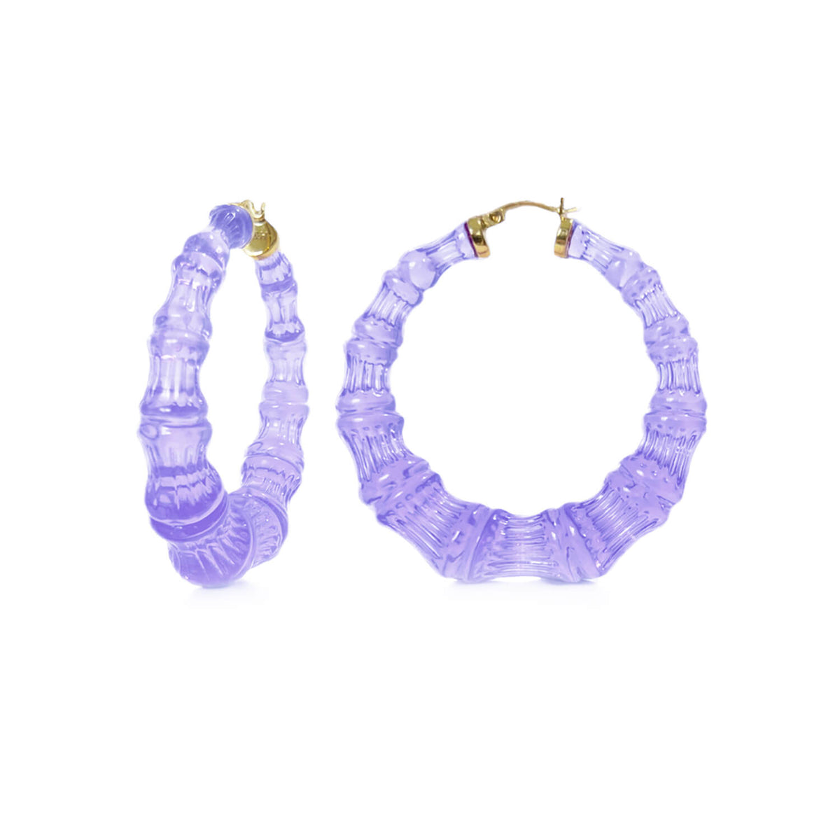 periwinkle purple bamboo hoop earrings