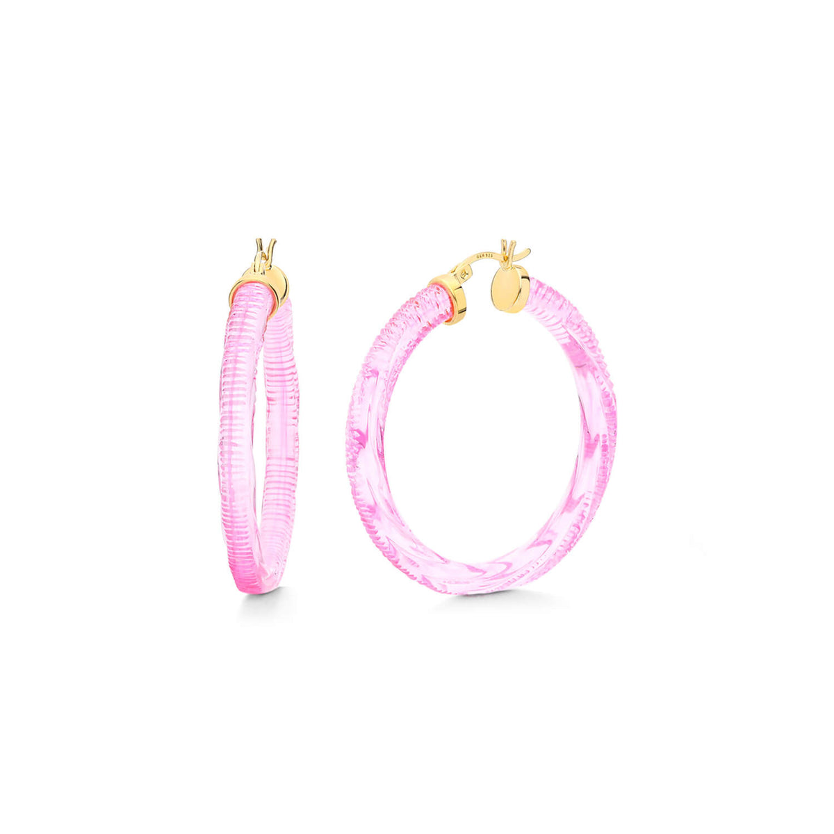 light pink instyle magazine diamond cut hoops