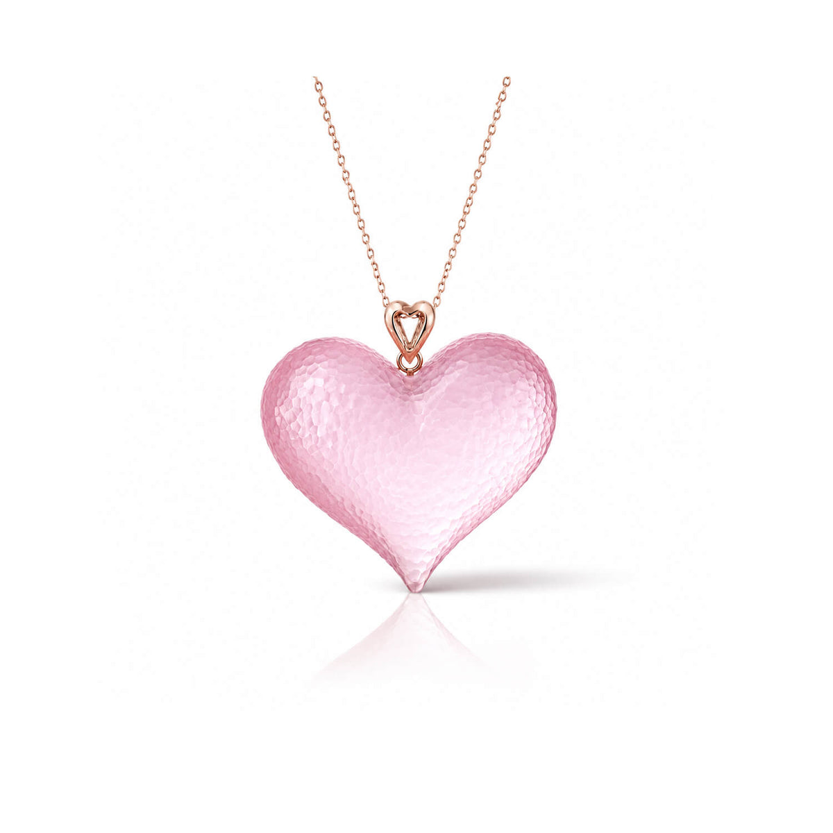 pink heart pendant with a heart shape bail 