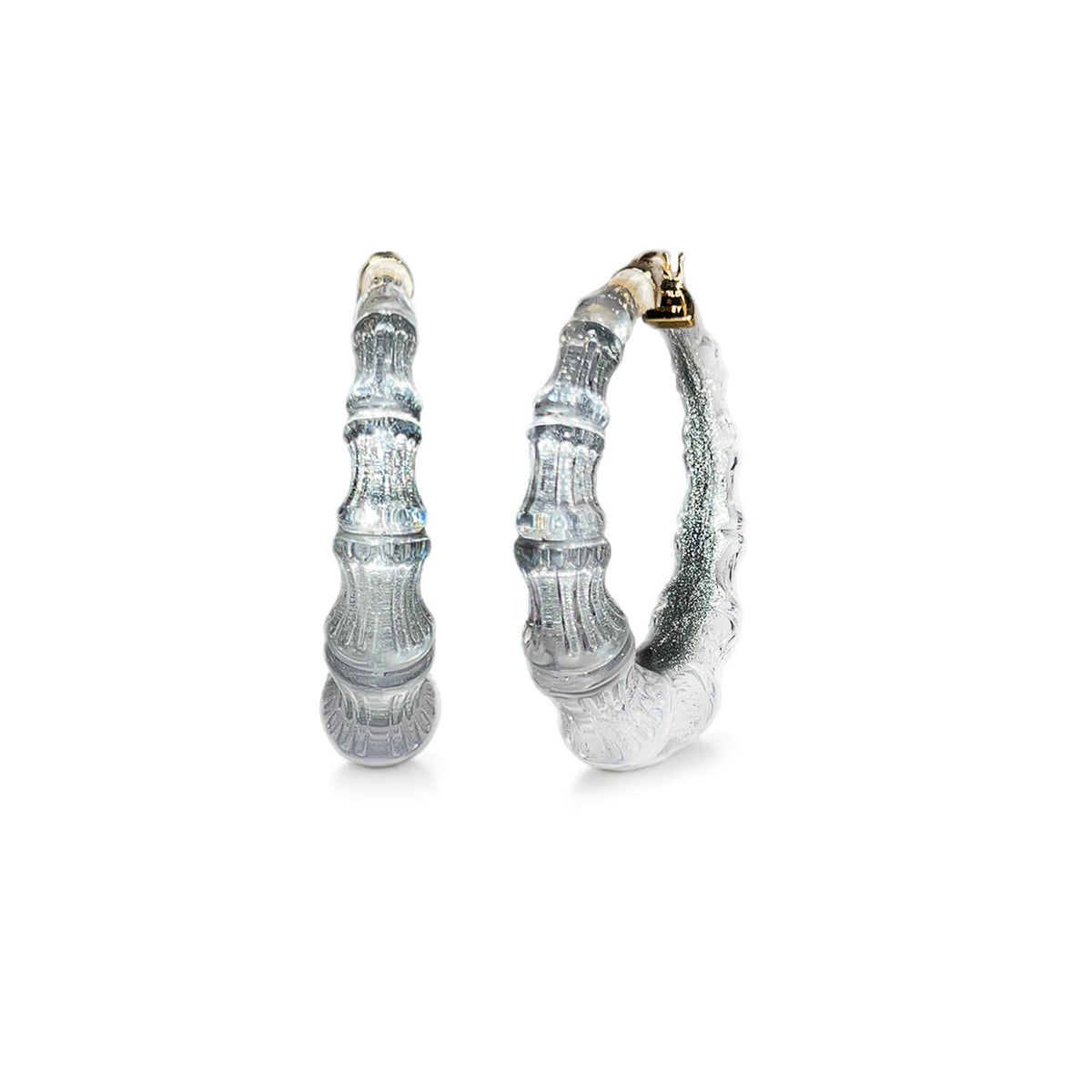 Bamboo Illusion Lucite Hoop Earrings
