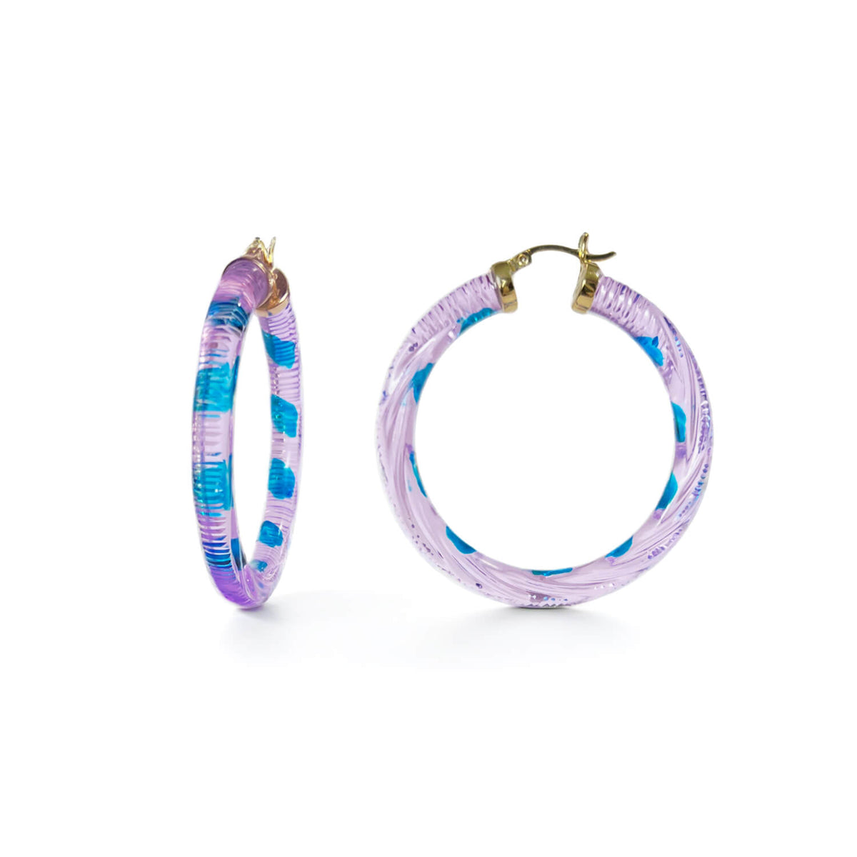 Stripe Painted INSTYLE Lucite Hoop Earrings
