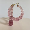 winter rose color bamboo hoop earrings on a white background - VIDEO