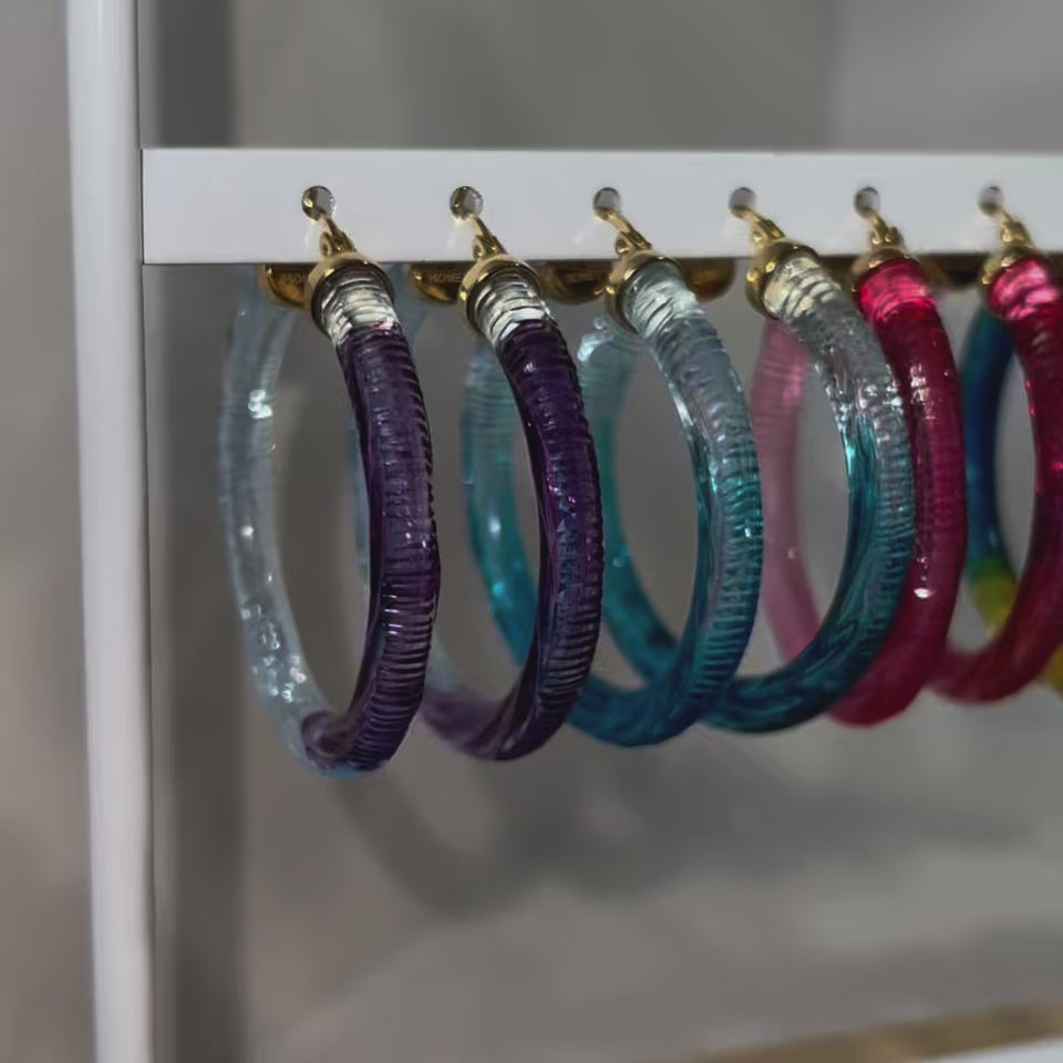 Stripe Painted INSTYLE Lucite Hoop Earrings