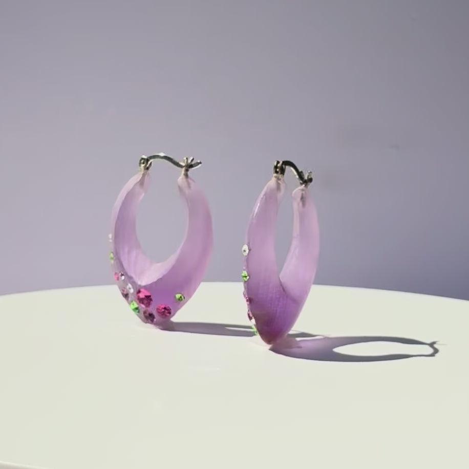 Small Marquise Confetti Hoop Earrings