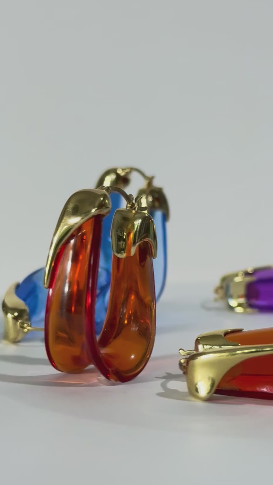 Sculpted U Lucite Birthstone Hoop Earrings - PRE ORDER
