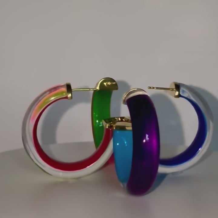 Small Illusion Inside Out Lucite Hoop Earrings