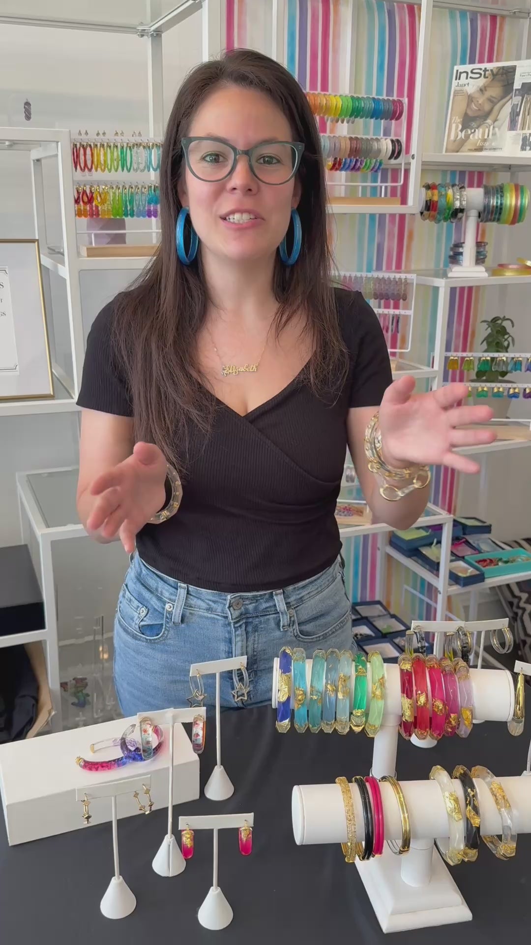 how to style clear and gold beaded bangle