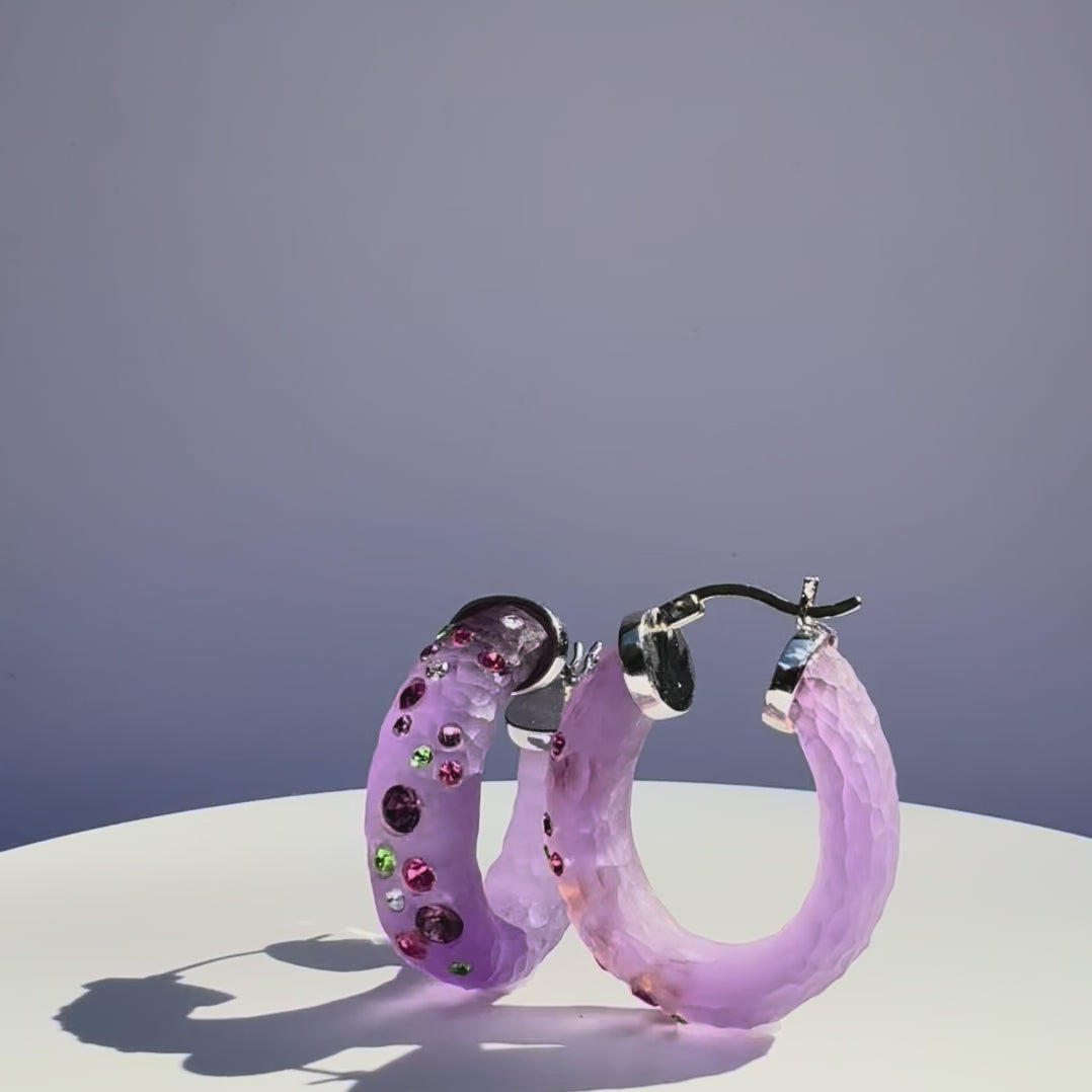 Small Oval Confetti Hoop Earrings