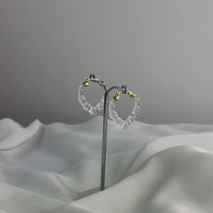 mini clear heart bamboo hoop earrings