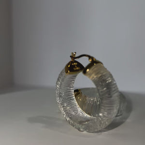 Clear Diamond Cut Wide Lucite Hoop Earrings