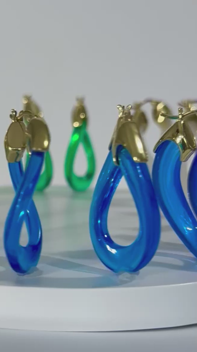 Curb Link Lucite Birthstone Hoop Earrings - PRE ORDER