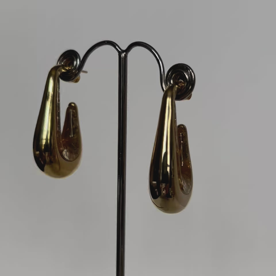 chunky drop hoop earrings with 24k gold leaf