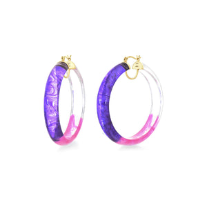 purple and pink tie dye hoop earrings