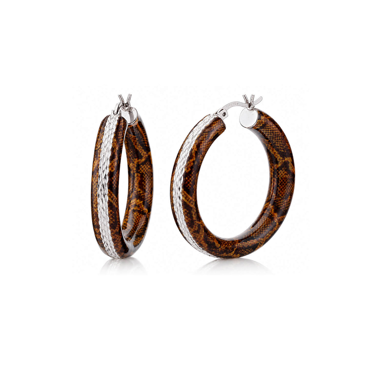 Animal Print Diamond Cut Hoop Earrings
