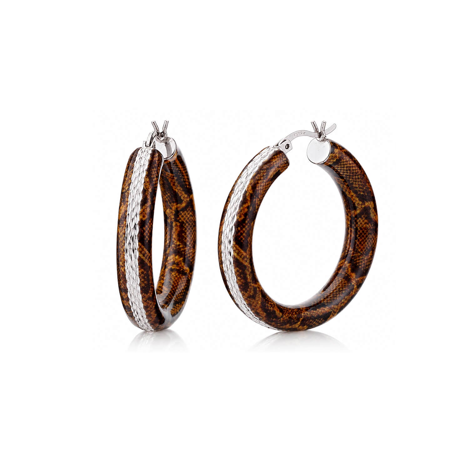 Animal Print Diamond Cut Hoop Earrings