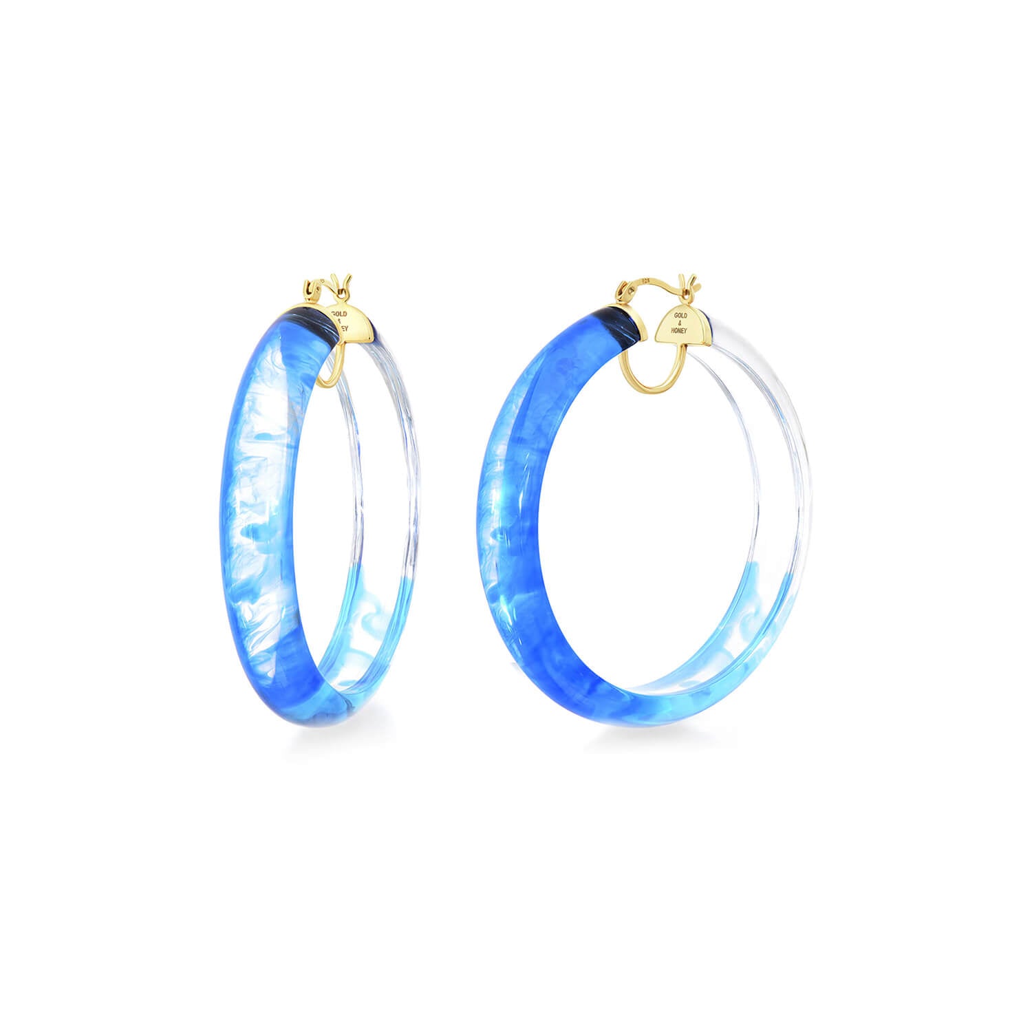 blue ombre tie dye hoop earrings