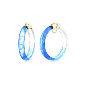 blue ombre tie dye hoop earrings