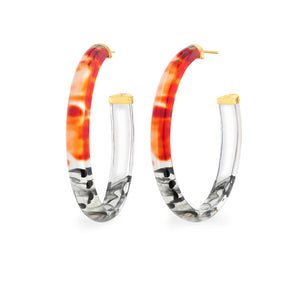 red and black ombre tie dye hoop earrings