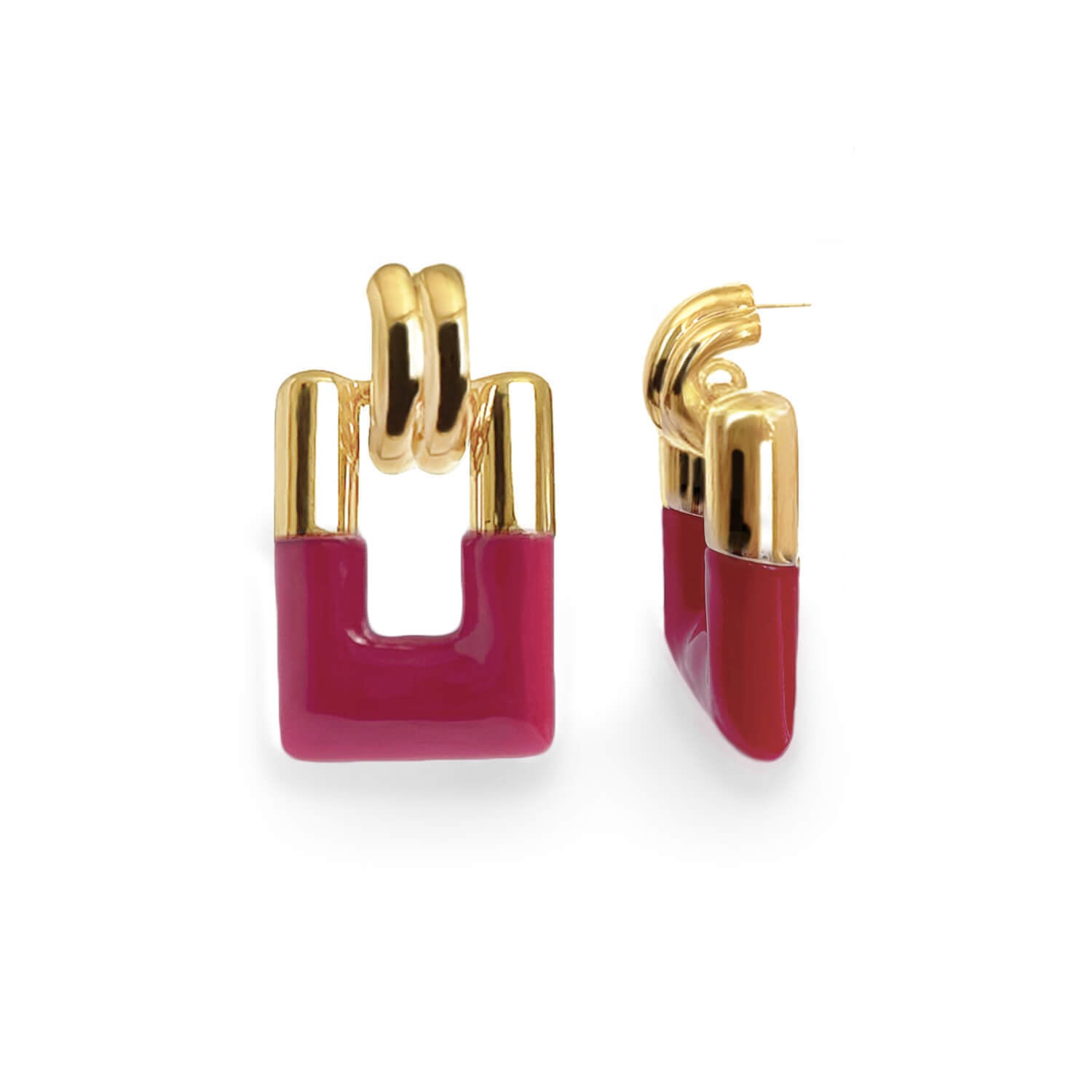 rectangle door knockers in gold and pink