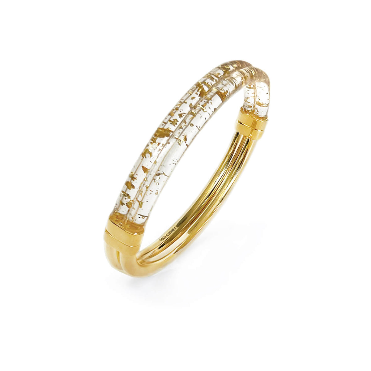 Ridge hinge bangle with lucite and gold with 24k gold leaf flakes