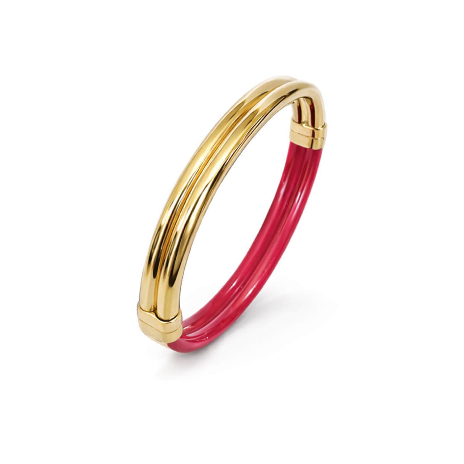 Gold and red bangle on a white background