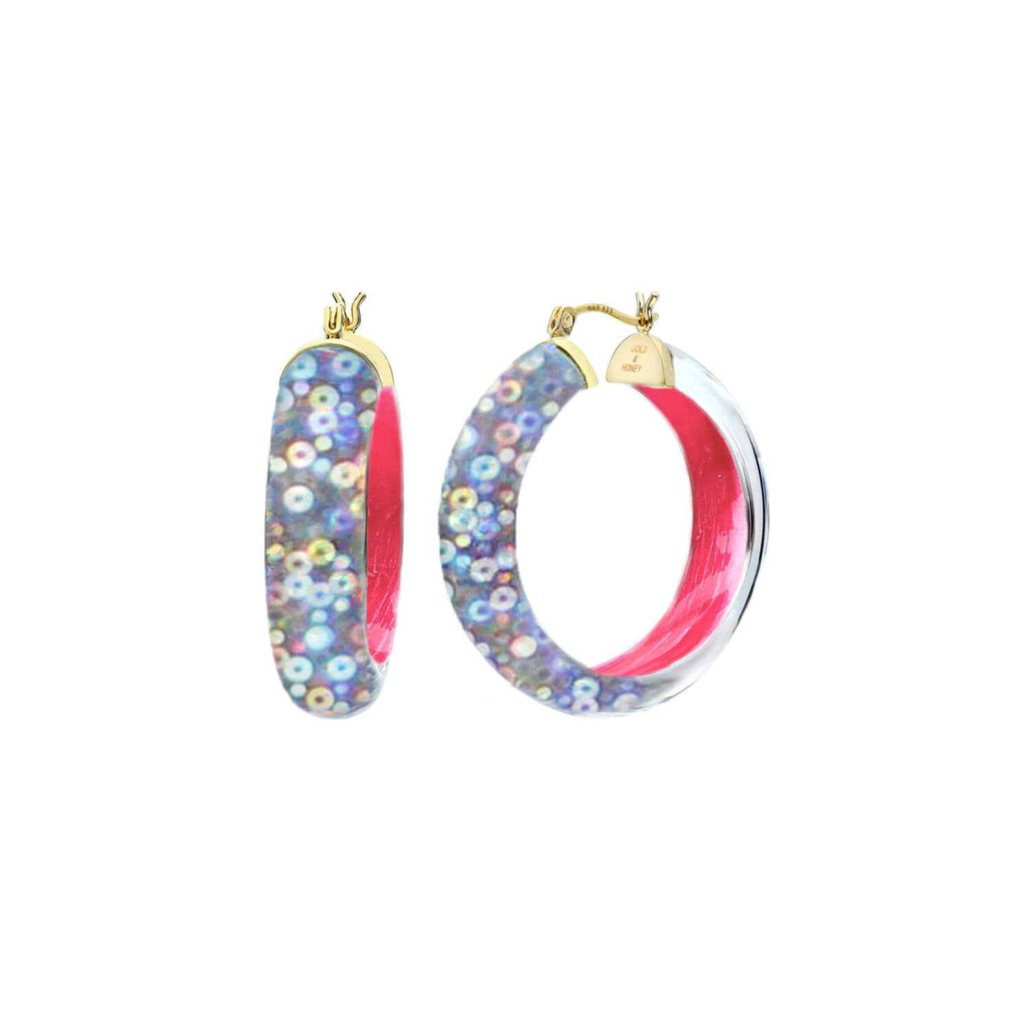 Holographic Iridescent Hoops in Pink