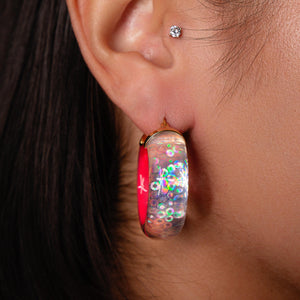 Sequin Holographic Iridescent Hoop Earrings