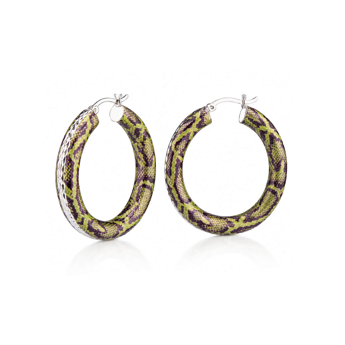 Animal Print Diamond Cut Hoop Earrings