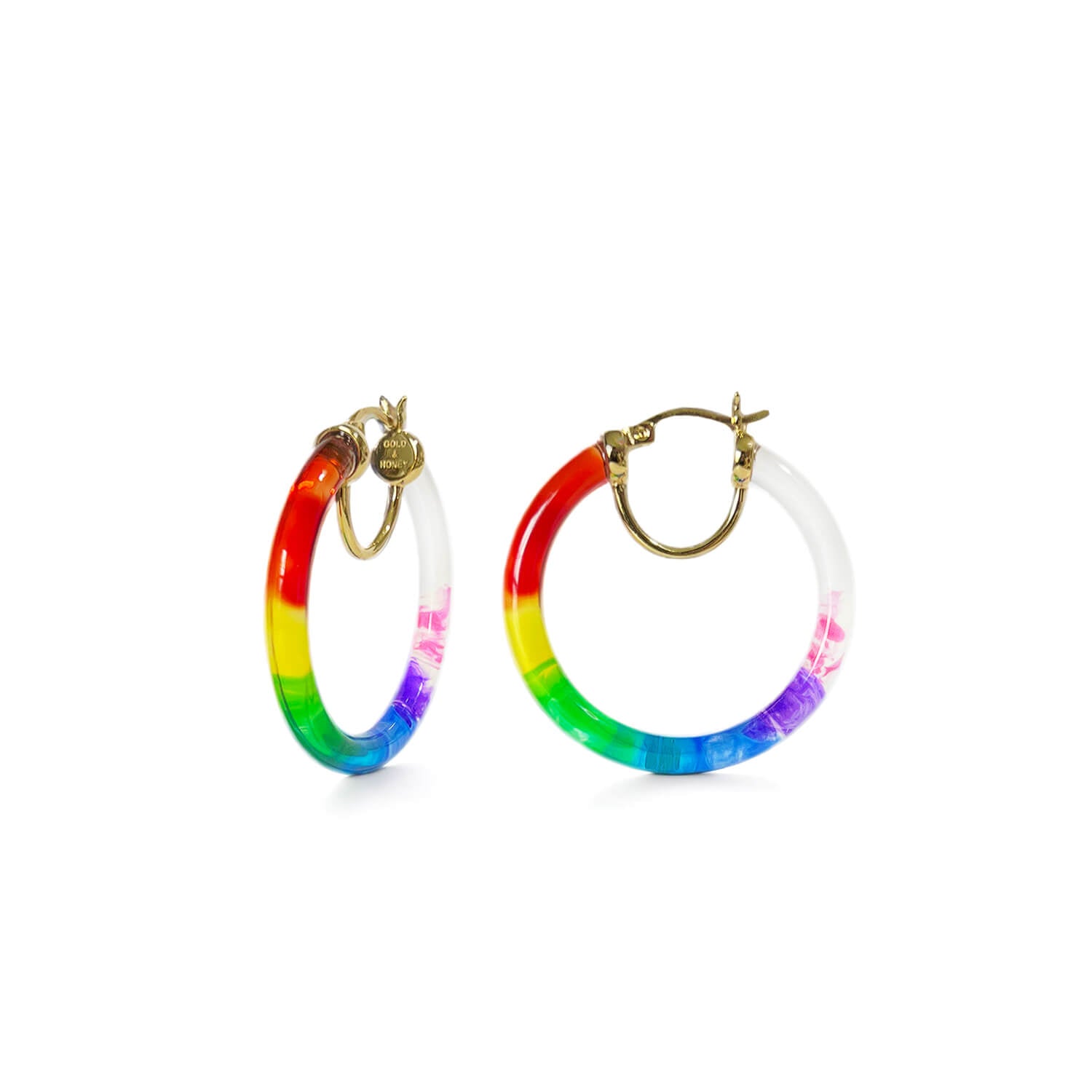 rainbow pride flag hoop earrings tie dye