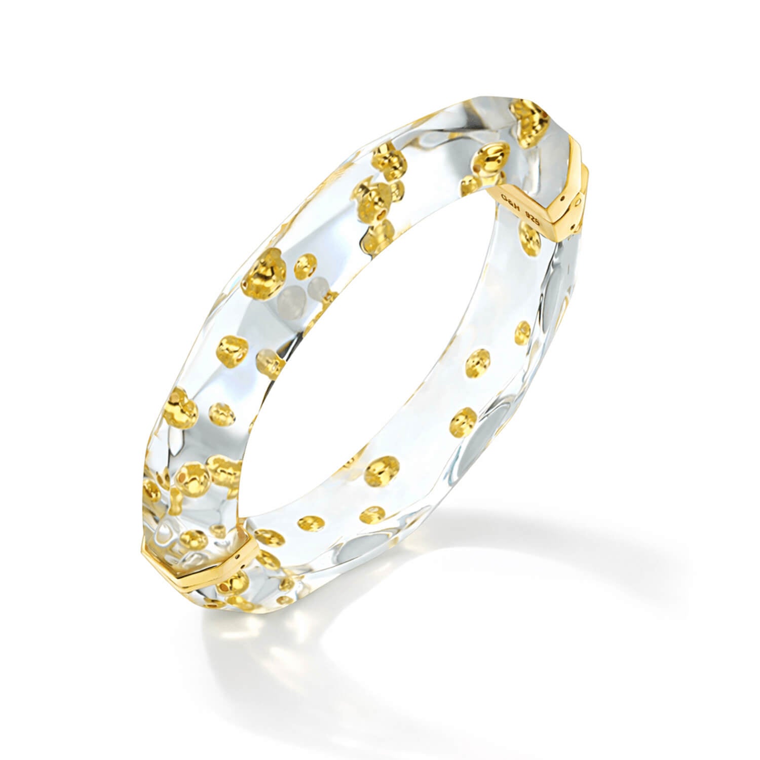 clear and floating gold bead bangle