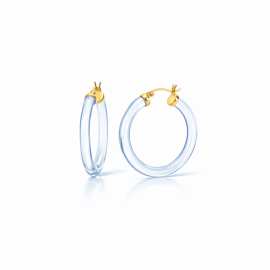 Blue Thin Lucite Hoop Earrings