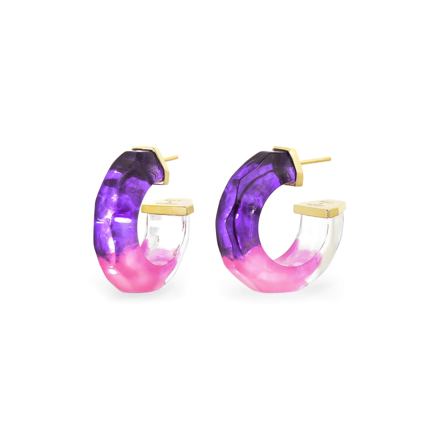 purple and pink tie dye hoop earrings
