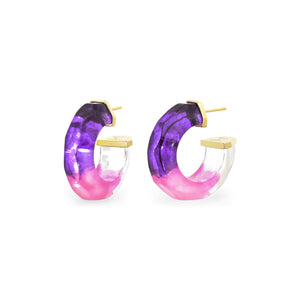 purple and pink tie dye hoop earrings
